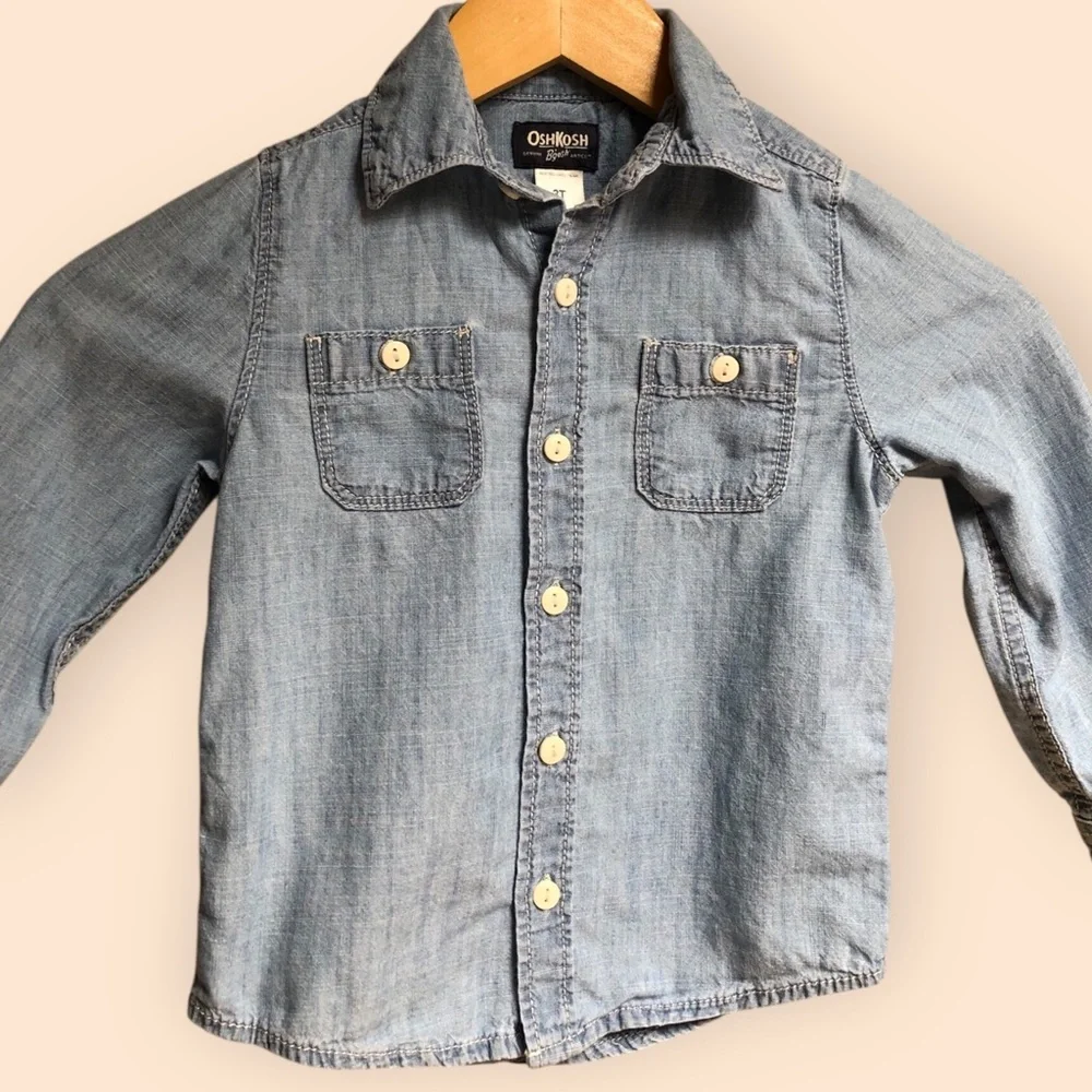 OshKosh B’gosh Kids Cotton Denim Button Front Shirt Collared Baby Kids 3T